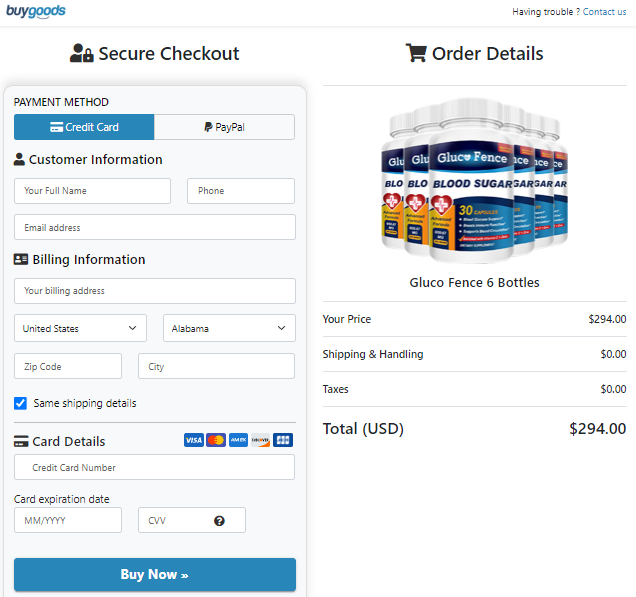 GlucoFence Order Page